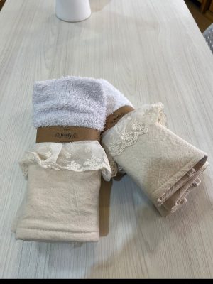 TOALLA  DE MANO PACK X2 ENCAJE