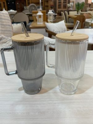 VASO VIDRIO TAPA BAMBU