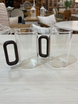 TAZA VIDRIO MANIJA DE MADERA