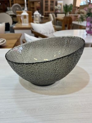 ENSALADERA VIDRIO LABRADA GRIS 15 X 22 CM