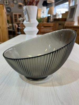 ENSALADERA VIDRIO GRIS 15 X 22 CM