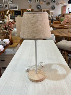 VELADOR MADERA VINTAGE  BLANCO