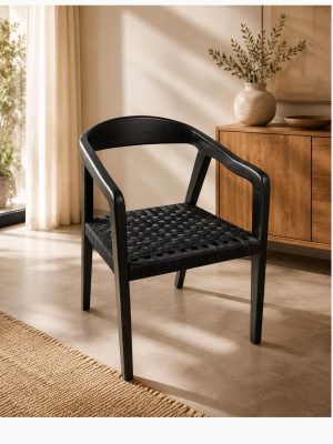 SILLA BALI PARAISO ENCORDADA NEGRA