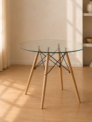MESA EAMES REDONDA VIDRIO 1MT