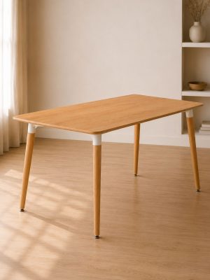 MESA EAMES BLANCO/NEGRA/MADERA 140 X 80