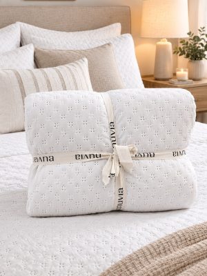 CUBRECAMA LILY BLANCO /BEIGE QUEEN