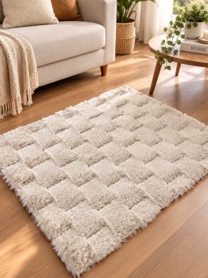 ALFOMBRA CUBOS MARFIL 60X40 CM